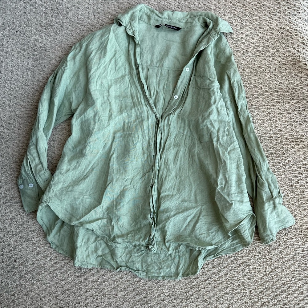 Green linen shirt